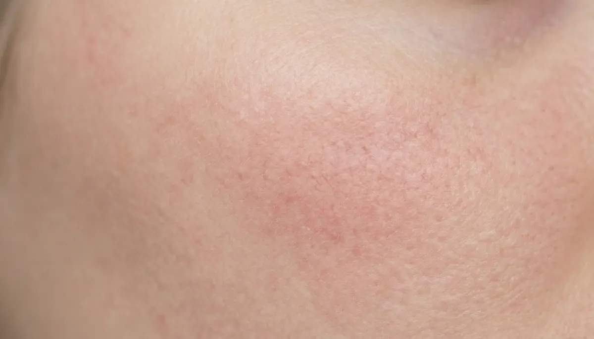 Close-up of sensitive skin with mild redness